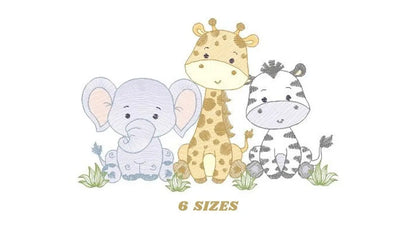 Safari embroidery designs - Elephant embroidery design machine embroidery pattern - Giraffe embroidery file - Zebra embroidery download pes Marcia Embroidery