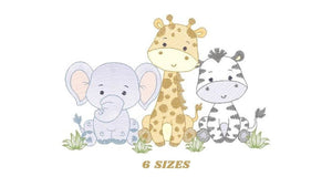 Safari embroidery designs - Elephant embroidery design machine embroidery pattern - Giraffe embroidery file - Zebra embroidery download pes