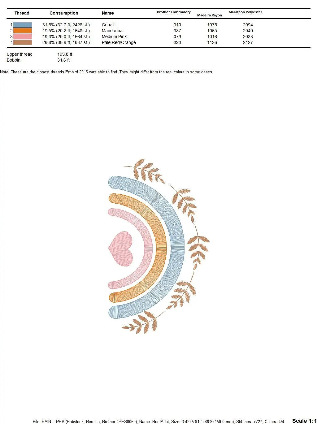 Boho Rainbow embroidery design - Colorful Rainbow machine embroidery pattern - Baby girl file - Instant digital download pes jef dst hus vp3 Marcia Embroidery