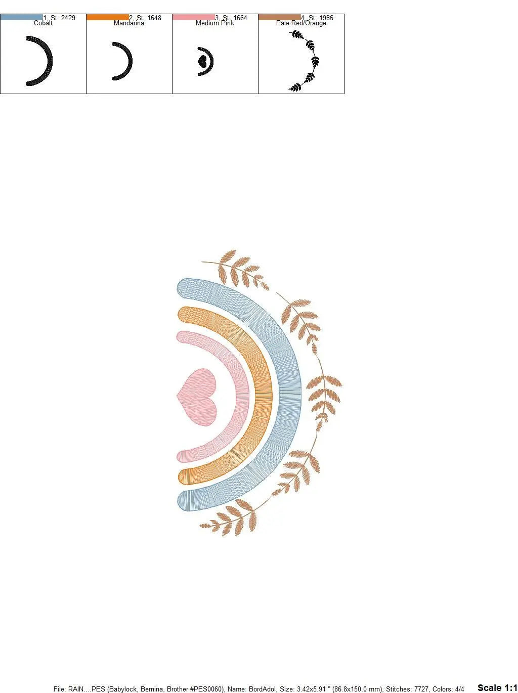 Boho Rainbow embroidery design - Colorful Rainbow machine embroidery pattern - Baby girl file - Instant digital download pes jef dst hus vp3 Marcia Embroidery