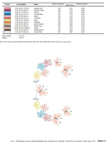 Flower Frame embroidery designs - Delicate Butterfly embroidery design machine embroidery pattern - Wreath embroidery file - girl embroidery