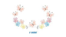 Load image into Gallery viewer, Flower Frame embroidery designs - Delicate Butterfly embroidery design machine embroidery pattern - Wreath embroidery file - girl embroidery
