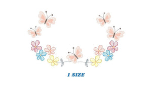 Flower Frame embroidery designs - Delicate Butterfly embroidery design machine embroidery pattern - Wreath embroidery file - girl embroidery