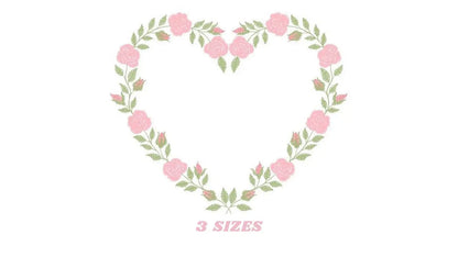 Heart with roses embroidery designs - Flower embroidery design machine embroidery pattern - Monogram Frame embroidery file - pes jef vip vp3 Marcia Embroidery