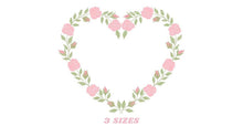 Laden Sie das Bild in den Galerie-Viewer, Heart with roses embroidery designs - Flower embroidery design machine embroidery pattern - Monogram Frame embroidery file - pes jef vip vp3
