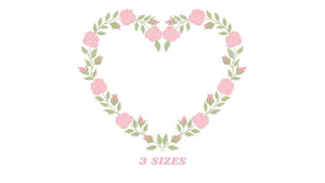 Heart with roses embroidery designs - Flower embroidery design machine embroidery pattern - Monogram Frame embroidery file - pes jef vip vp3