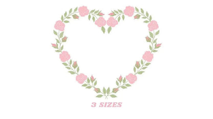 Heart with roses embroidery designs - Flower embroidery design machine embroidery pattern - Monogram Frame embroidery file - pes jef vip vp3 Marcia Embroidery