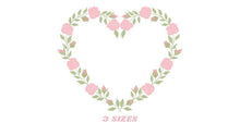 Cargar imagen en el visor de la galería, Heart with roses embroidery designs - Flower embroidery design machine embroidery pattern - Monogram Frame embroidery file - pes jef vip vp3
