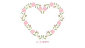 Heart with roses embroidery designs - Flower embroidery design machine embroidery pattern - Monogram Frame embroidery file - pes jef vip vp3