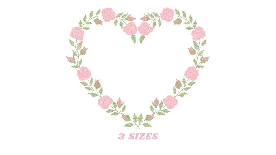 Heart with roses embroidery designs - Flower embroidery design machine embroidery pattern - Monogram Frame embroidery file - pes jef vip vp3