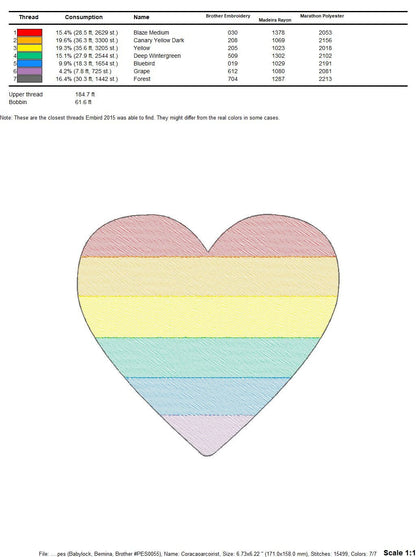 Rainbow Heart embroidery designs - Gay Pride Heart embroidery design machine embroidery pattern - Colorful embroidery file - LGBTQ+ Heart Marcia Embroidery