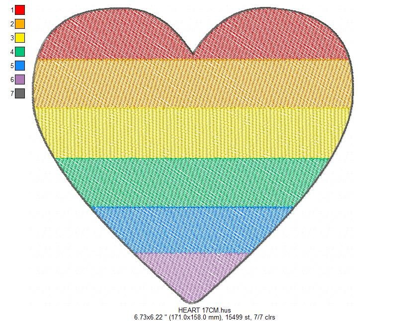 Rainbow Heart embroidery designs - Gay Pride Heart embroidery design machine embroidery pattern - Colorful embroidery file - LGBTQ+ Heart Marcia Embroidery