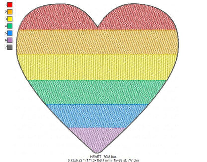Rainbow Heart embroidery designs - Gay Pride Heart embroidery design machine embroidery pattern - Colorful embroidery file - LGBTQ+ Heart Marcia Embroidery