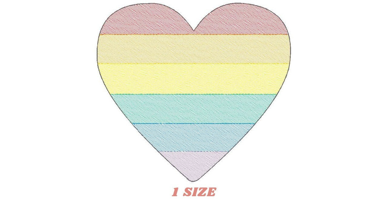 Rainbow Heart embroidery designs - Gay Pride Heart embroidery design machine embroidery pattern - Colorful embroidery file - LGBTQ+ Heart Marcia Embroidery