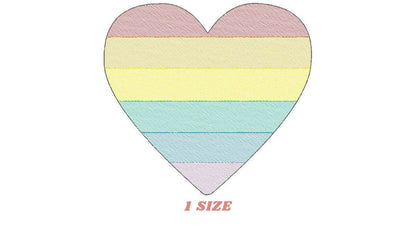 Rainbow Heart embroidery designs - Gay Pride Heart embroidery design machine embroidery pattern - Colorful embroidery file - LGBTQ+ Heart Marcia Embroidery