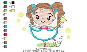 Fairy embroidery designs - Baby girl embroidery design machine embroidery pattern - Pixie embroidery file - Fairy design Instant Download