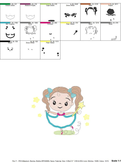 Fairy embroidery designs - Baby girl embroidery design machine embroidery pattern - Pixie embroidery file - Fairy design Instant Download Marcia Embroidery