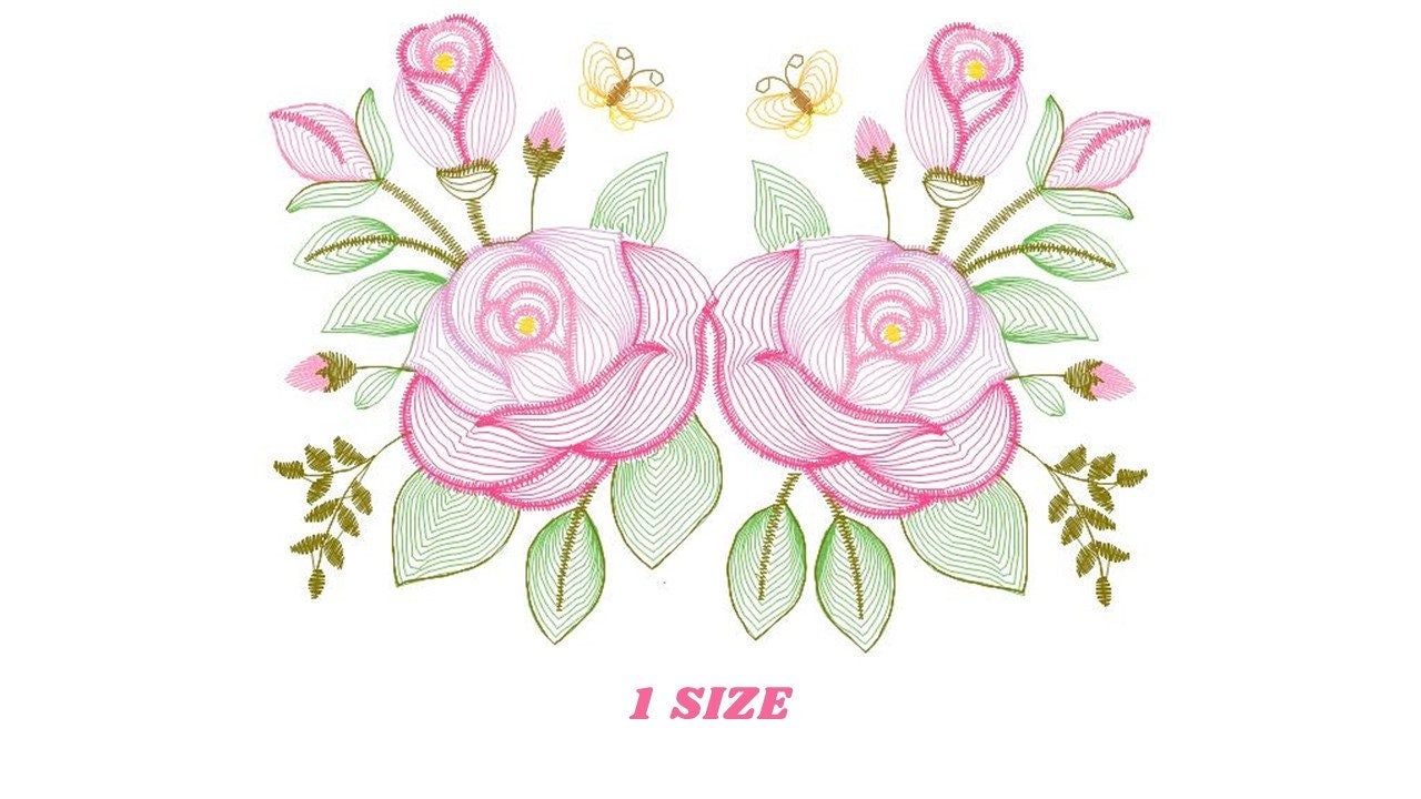 Roses embroidery designs - Flower embroidery design machine embroidery pattern - Rippled Floral embroidery file - instant digital download Marcia Embroidery