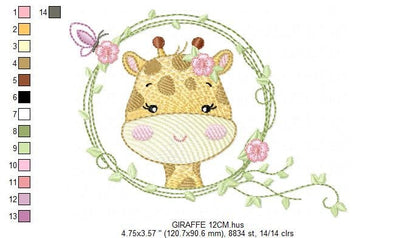 Giraffe embroidery designs - Woodland animals embroidery design machine embroidery pattern - Baby girl embroidery file - instant download