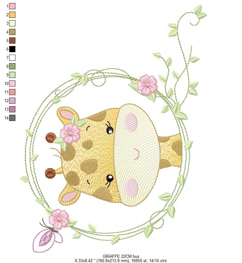 Giraffe embroidery designs - Woodland animals embroidery design machine embroidery pattern - Baby girl embroidery file - instant download
