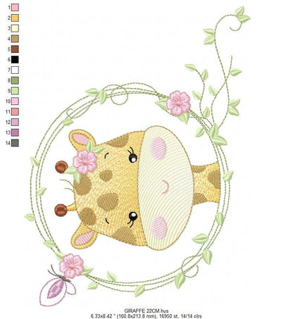 Giraffe embroidery designs - Woodland animals embroidery design machine embroidery pattern - Baby girl embroidery file - instant download