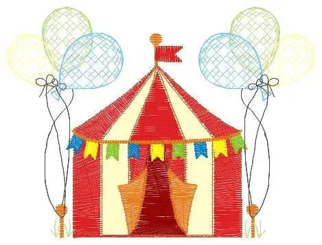 Circus embroidery design - Market Tent with balloons machine embroidery pattern - Fair embroidery file - Instant digital download pes jef Marcia Embroidery