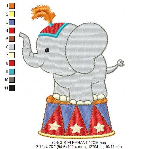 Elephant embroidery designs - Animal Circus embroidery design machine embroidery pattern - Baby boy embroidery file - Circus embroidery pes Marcia Embroidery