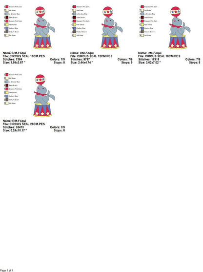 Circus Seal embroidery designs - Animal circus embroidery design machine embroidery pattern - Baby boy embroidery file - Circus embroidery