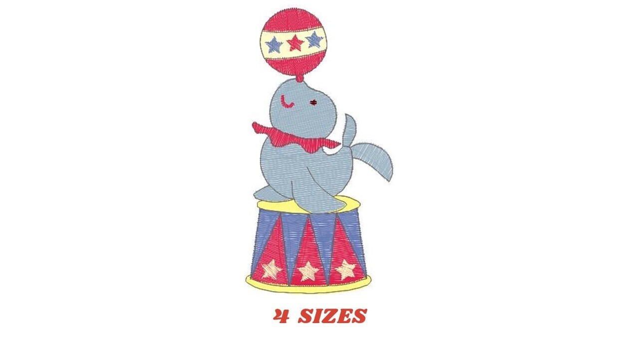 Circus Seal embroidery designs - Animal circus embroidery design machine embroidery pattern - Baby boy embroidery file - Circus embroidery