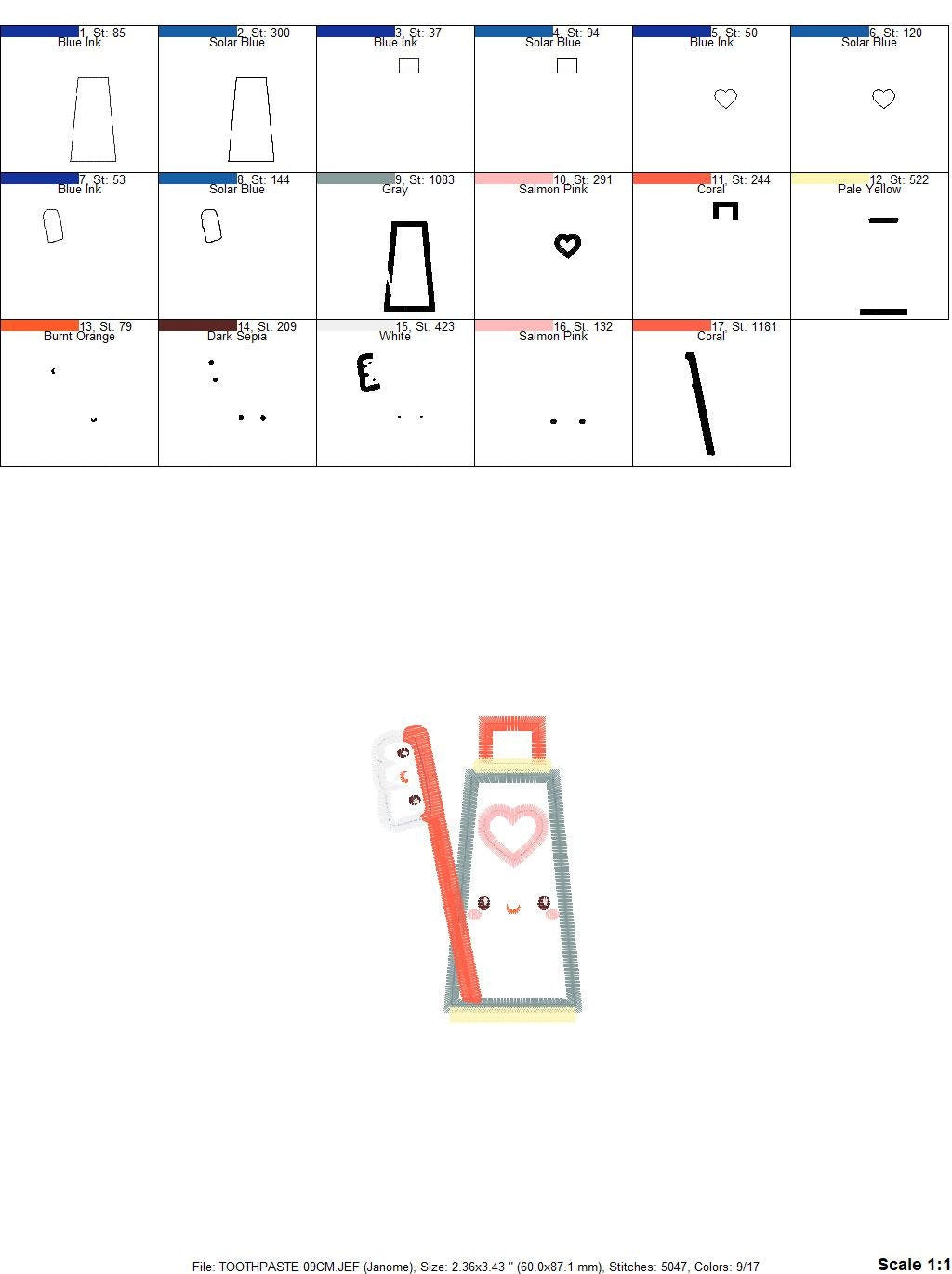 Toothbrush embroidery designs - Toothpaste embroidery design machine embroidery pattern - Tooth embroidery file - Dental instant download