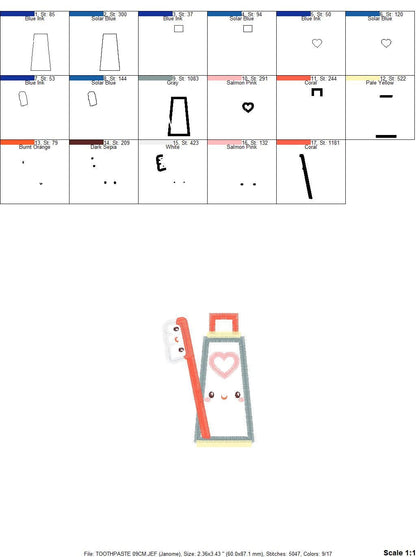 Toothbrush embroidery designs - Toothpaste embroidery design machine embroidery pattern - Tooth embroidery file - Dental instant download