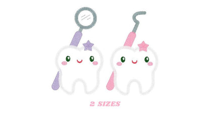 Tooth embroidery designs - Dentist Tools set machine embroidery pattern - Baby Boy and Girl Teeth file - Instant digital download pes jef