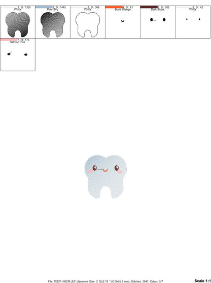 Tooth embroidery designs - Teeth embroidery design machine embroidery pattern - Dentist embroidery file - Dental instant embroidery download