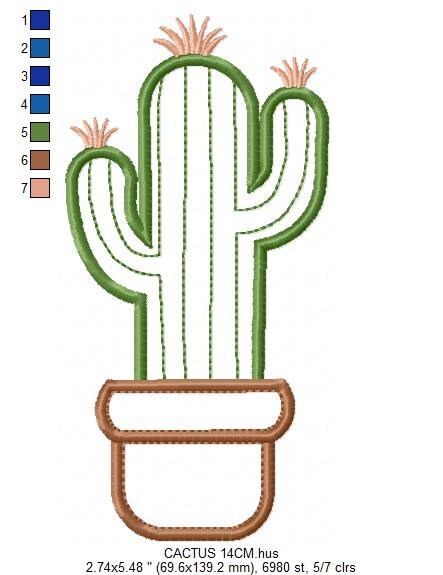 Cactus embroidery designs - Cactus vases embroidery design machine embroidery pattern - Vase embroidery file cactus applique design garden Marcia Embroidery
