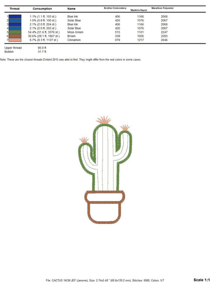 Cactus embroidery designs - Cactus vases embroidery design machine embroidery pattern - Vase embroidery file cactus applique design garden Marcia Embroidery