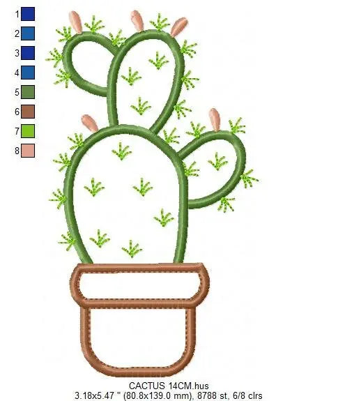 Cactus embroidery designs - Cactus vases embroidery design machine embroidery pattern - Vase embroidery file cactus applique design garden Marcia Embroidery
