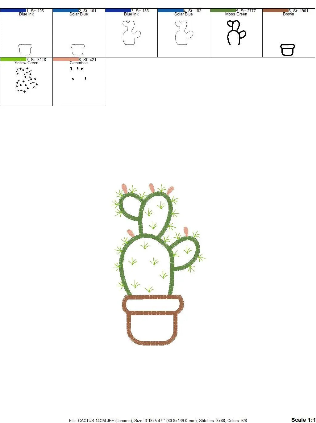 Cactus embroidery designs - Cactus vases embroidery design machine embroidery pattern - Vase embroidery file cactus applique design garden Marcia Embroidery