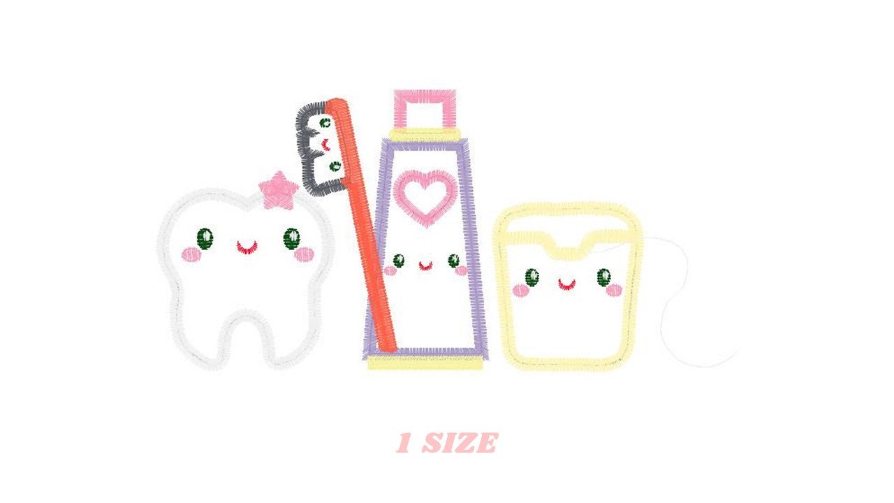 Toothbrush embroidery designs - Toothpaste embroidery design machine embroidery pattern - Dentist embroidery file - Dental instant download