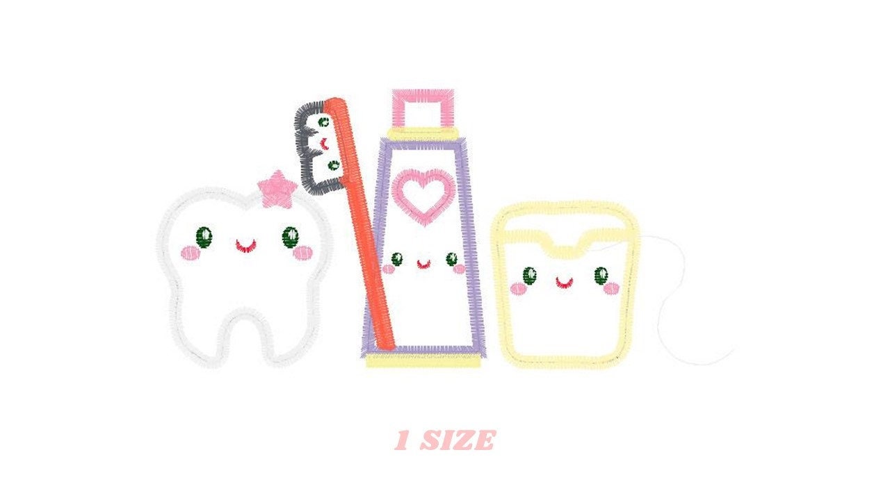 Toothbrush embroidery designs - Toothpaste embroidery design machine embroidery pattern - Dentist embroidery file - Dental instant download