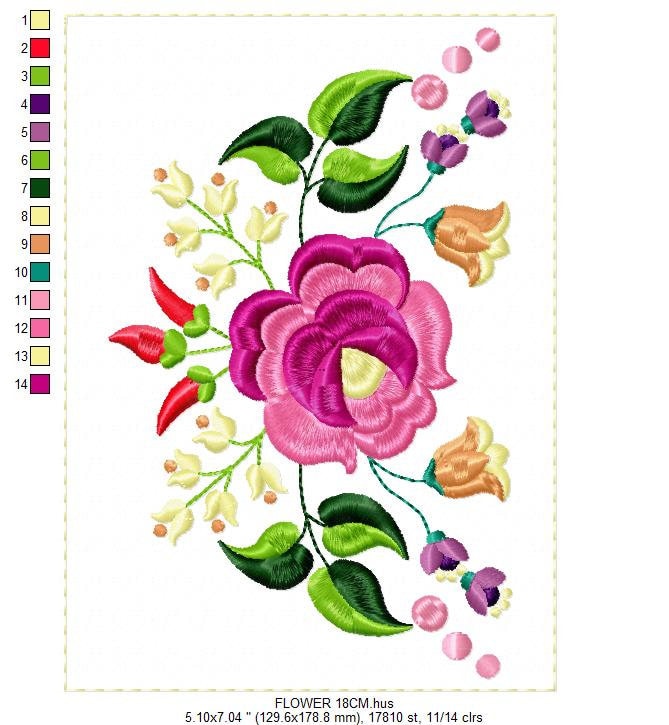 Hungarian embroidery designs - Flowers embroidery design machine embroidery pattern - Floral embroidery file - instant download digital file