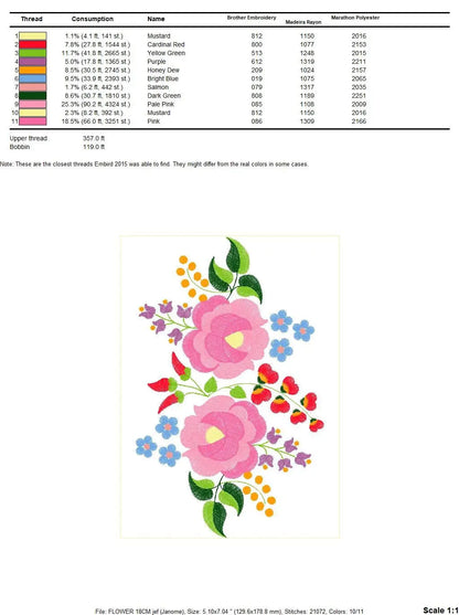 Hungarian embroidery designs - Flowers embroidery design machine embroidery pattern - Floral embroidery file - instant download digital file Marcia Embroidery