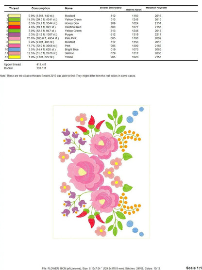 Hungarian embroidery designs - Flowers embroidery design machine embroidery pattern - Floral embroidery file - instant download digital file Marcia Embroidery