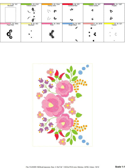 Hungarian embroidery designs - Flowers embroidery design machine embroidery pattern - Floral embroidery file - instant download digital file Marcia Embroidery