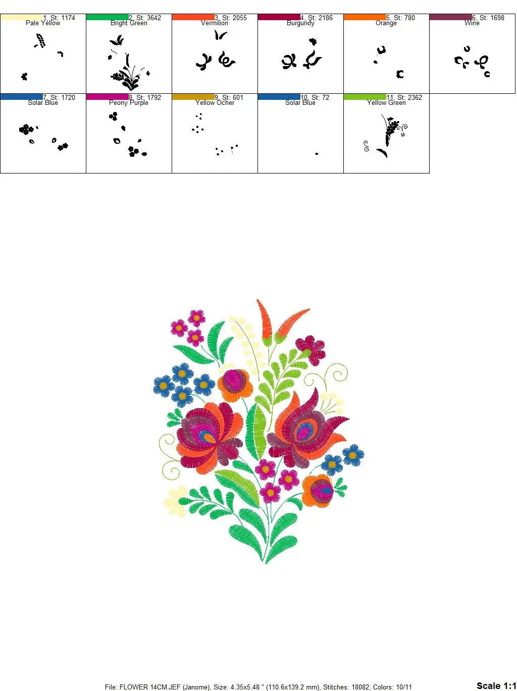 Hungarian embroidery designs - Flowers embroidery design machine embroidery pattern - Floral embroidery file - instant download digital file Marcia Embroidery
