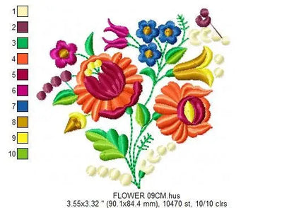 Flowers embroidery designs - Hungarian embroidery design machine embroidery pattern - Floral embroidery file - instant download digital file Marcia Embroidery