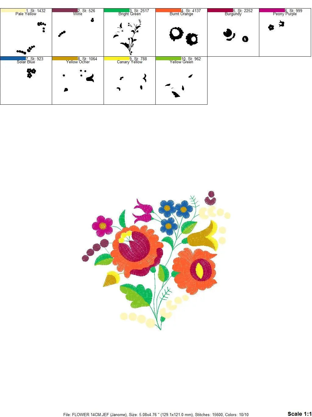 Flowers embroidery designs - Hungarian embroidery design machine embroidery pattern - Floral embroidery file - instant download digital file Marcia Embroidery