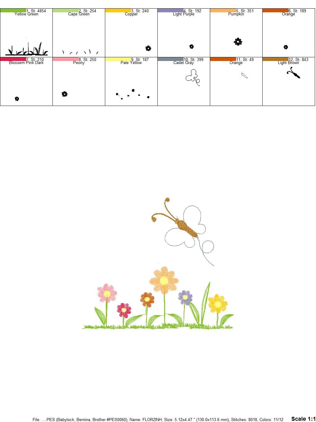 Flower garden embroidery designs - Flowers embroidery design machine embroidery pattern - Butterfly embroidery file - kitchen cloth apron