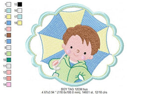 Baby boy embroidery design - Umbrella embroidery designs machine embroidery pattern - Boy with umbrella embroidery file - instant download