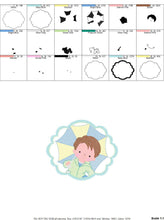 Cargar imagen en el visor de la galería, Baby boy embroidery design - Umbrella embroidery designs machine embroidery pattern - Boy with umbrella embroidery file - instant download
