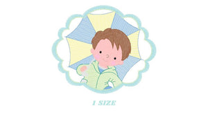 Baby boy embroidery design - Umbrella embroidery designs machine embroidery pattern - Boy with umbrella embroidery file - instant download